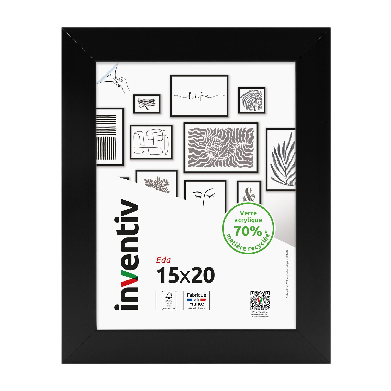 Cadre photo Eda noir 15x20cm - INVENTIV