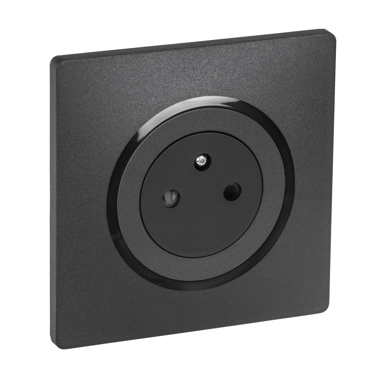 Prise 2P+T Eclipse noir + plaque - INVENTIV