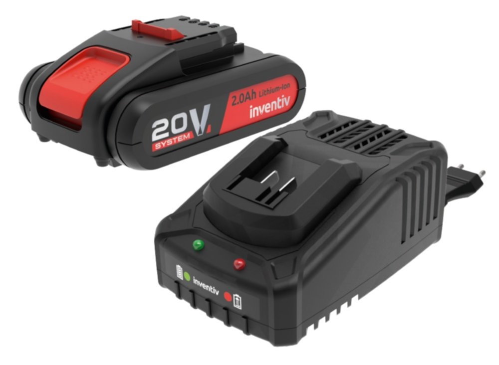 Une batterie 20V 2Ah avec chargeur simple - INVENTIV