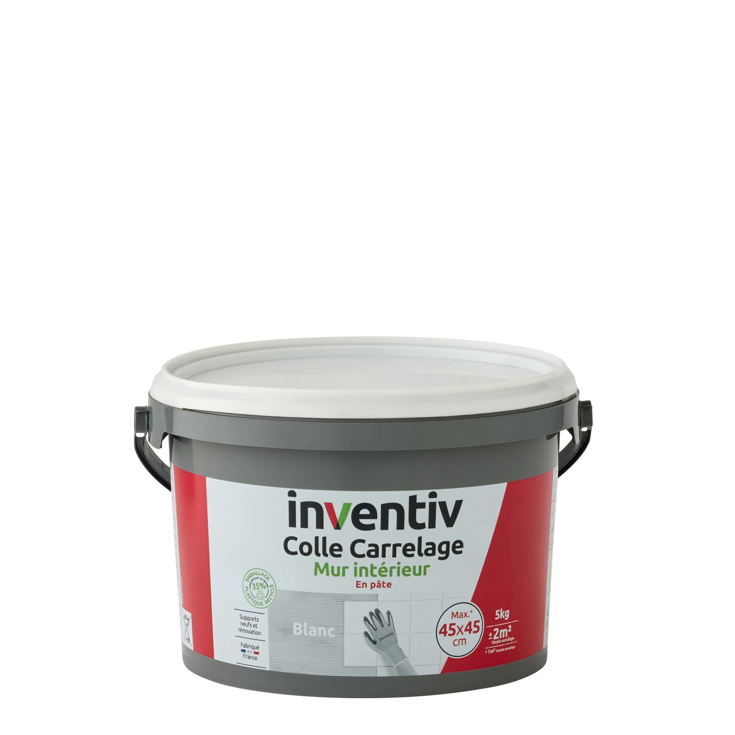 Colle carrelage en pâte Mur Intérieur blanc 5kg  - INVENTIV