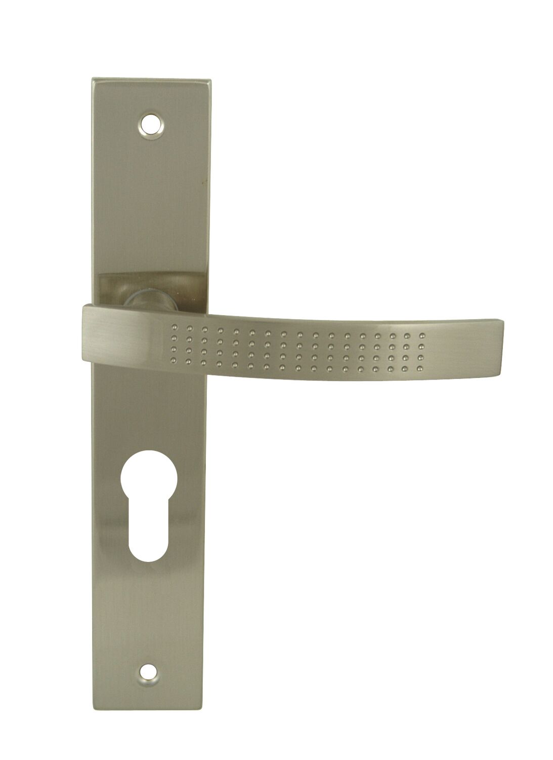 2 poignées de porte Mael entraxe 195 cylindre alu/acier nickel mat - INVENTIV