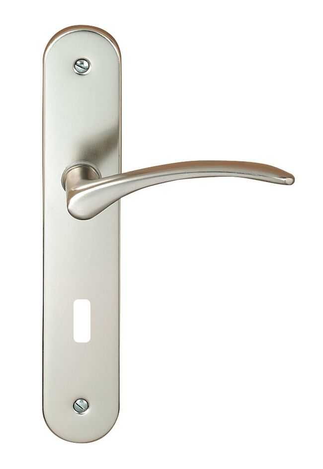 2 poignées de porte Nodja entraxe 195 cylindre aluminium fini inox - INVENTIV