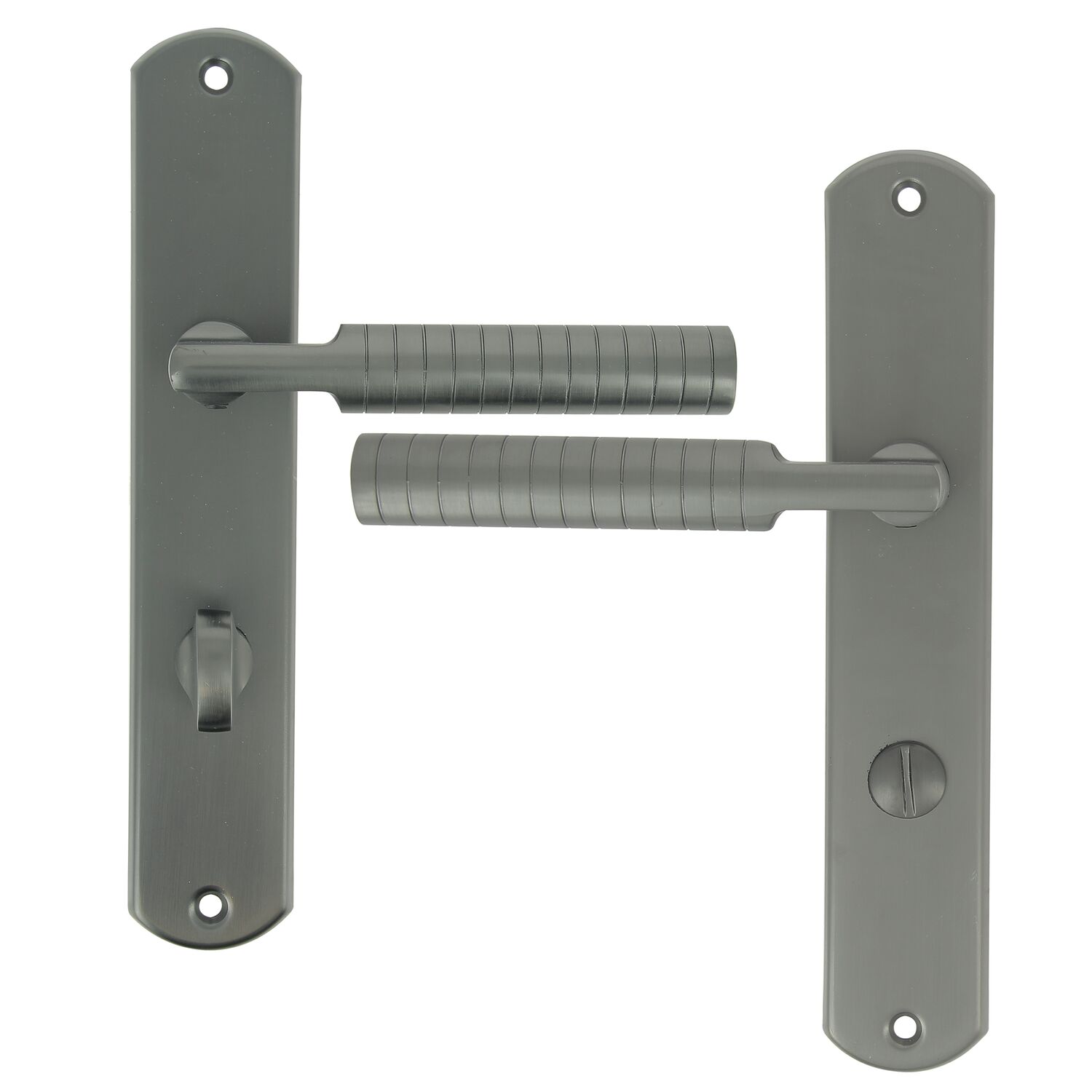 2 poignées de porte Adan entraxe 195 conda alu/acier gris foncé - INVENTIV