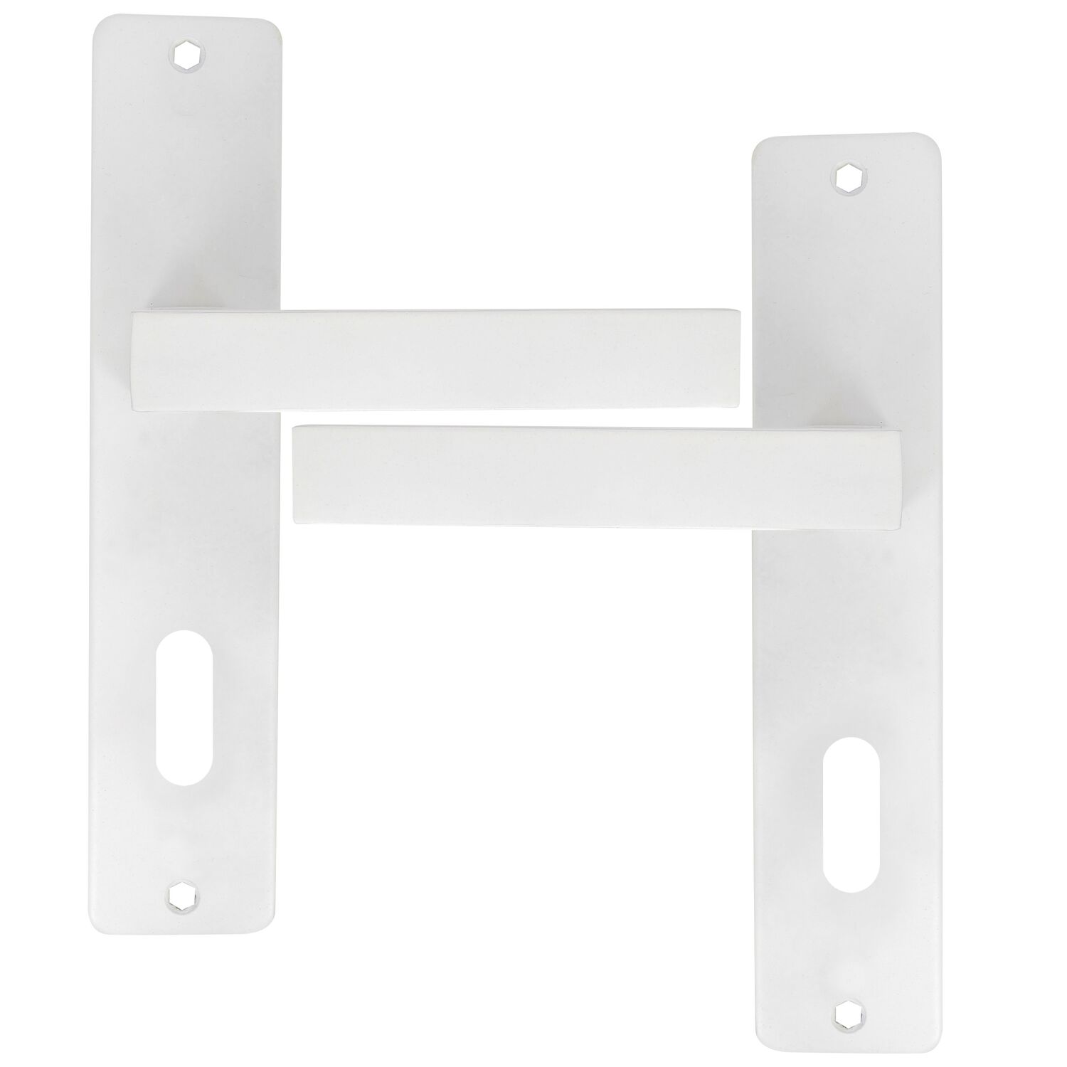 2 poignées de porte Béa entraxe 195 clé aluminium blanc mat - INVENTIV