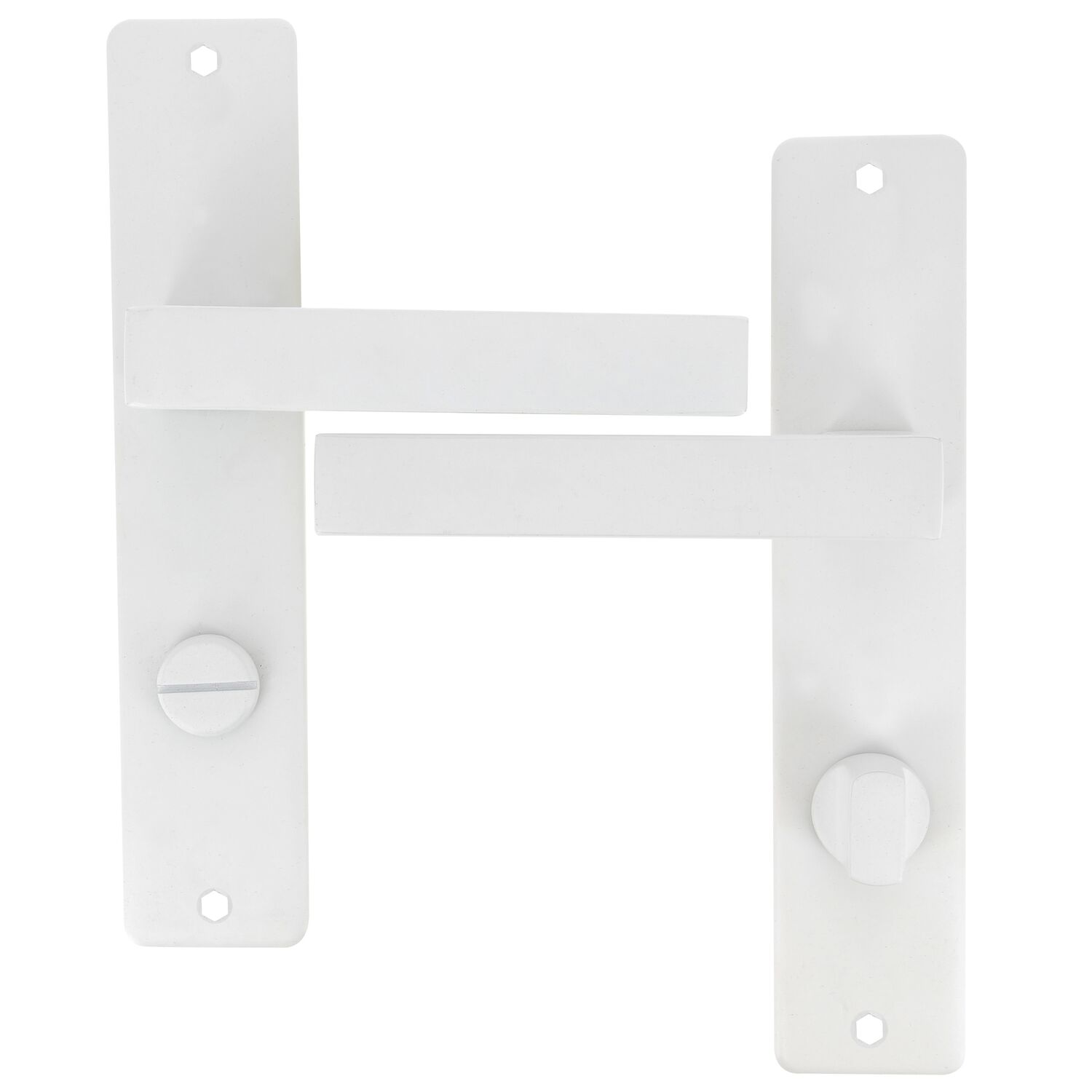 2 poignées de porte Béa entraxe 195 condamnation aluminium blanc mat - INVENTIV