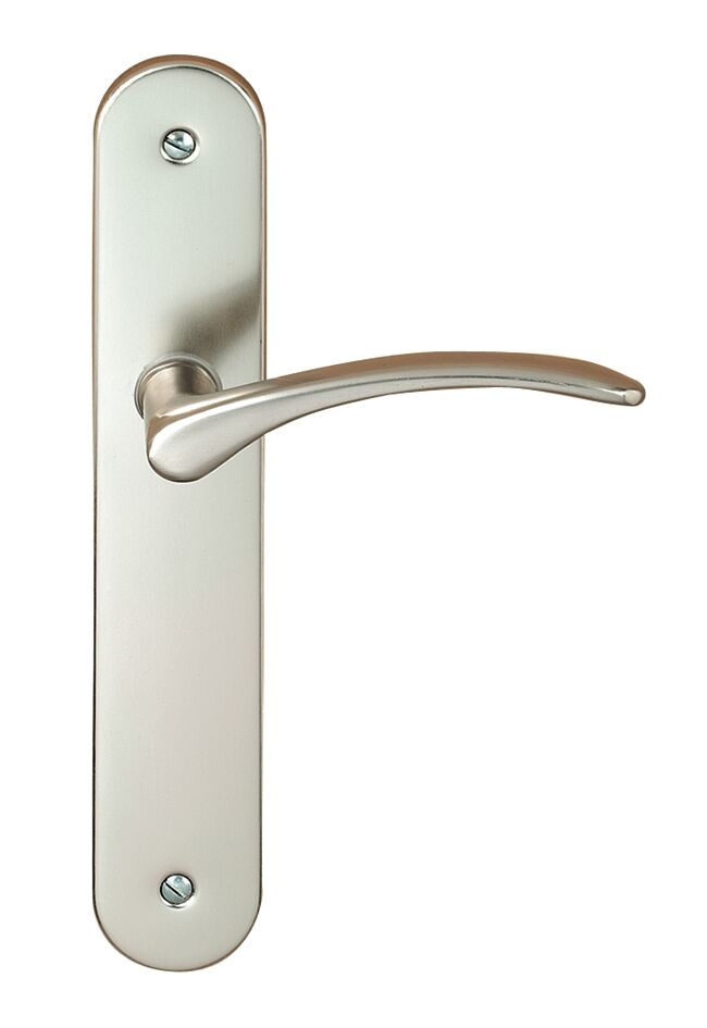 2 poignées de porte Nodja entraxe 195 sans trou aluminium fini inox - INVENTIV