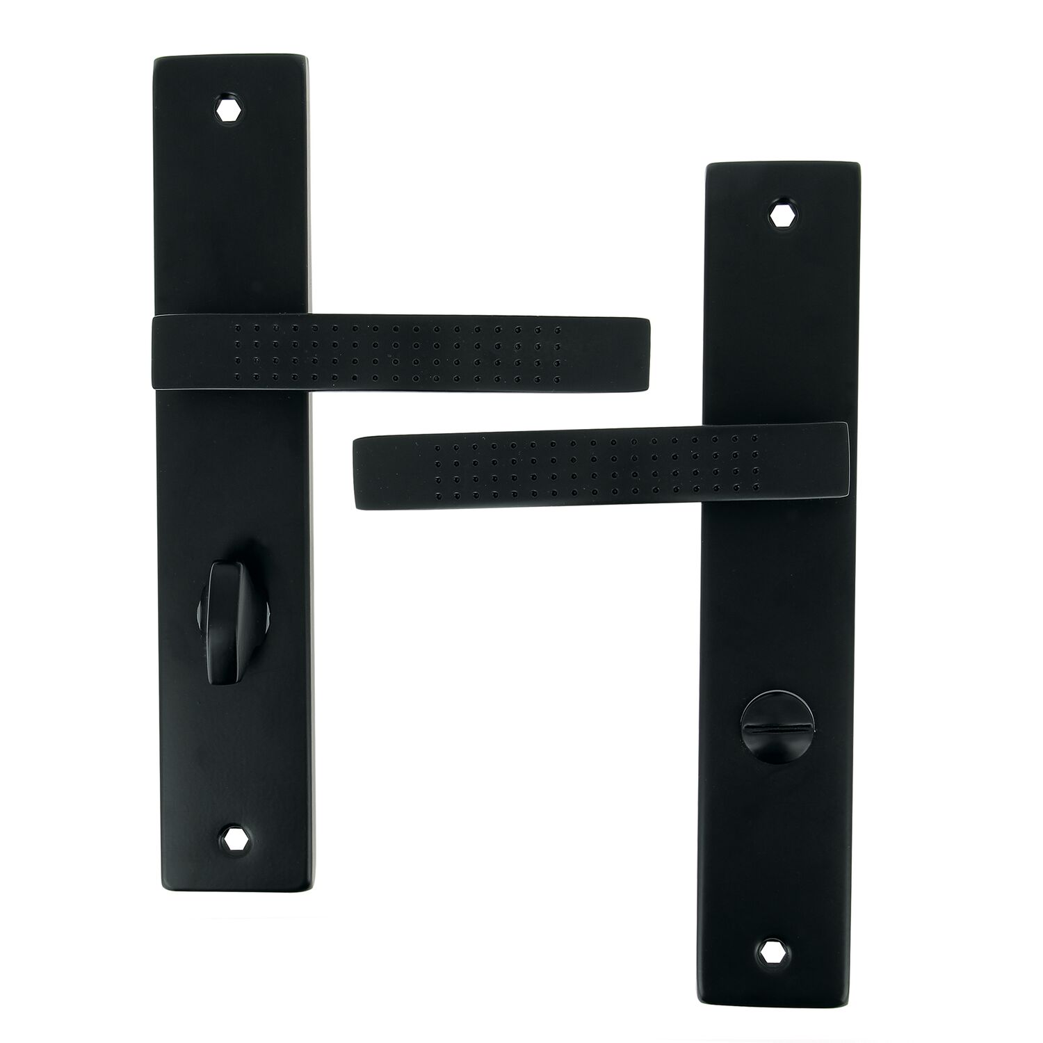 2 poignées de porte Nodja entraxe 195 clé aluminium finition inox - INVENTIV