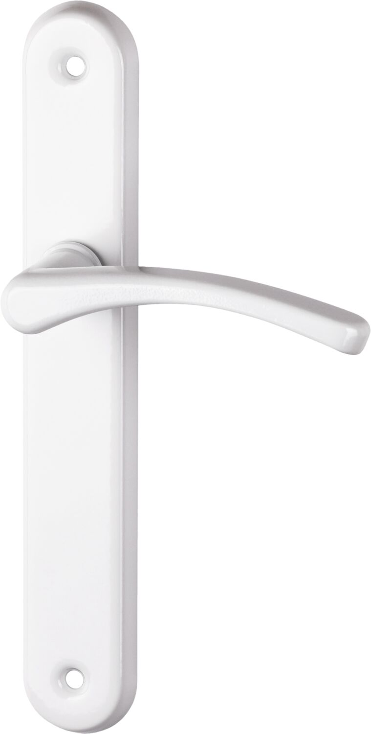 Poignée de porte Poly entraxe 195 bec de cane blanc alu  - INVENTIV