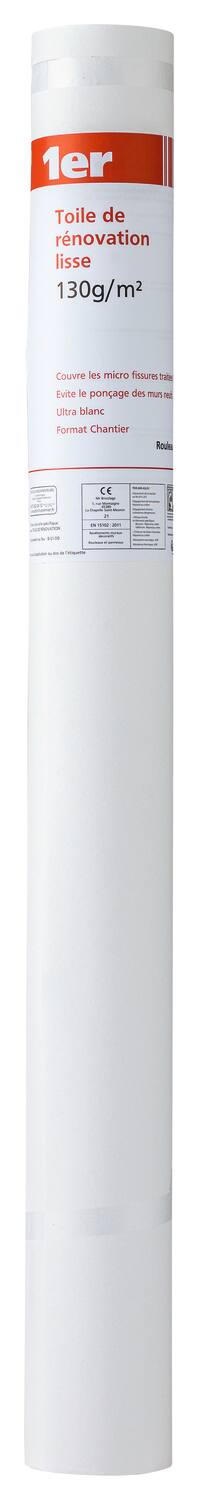 Toile lisse de rénovation lisse Intissé 130gr/m²  1x30m - 1ER