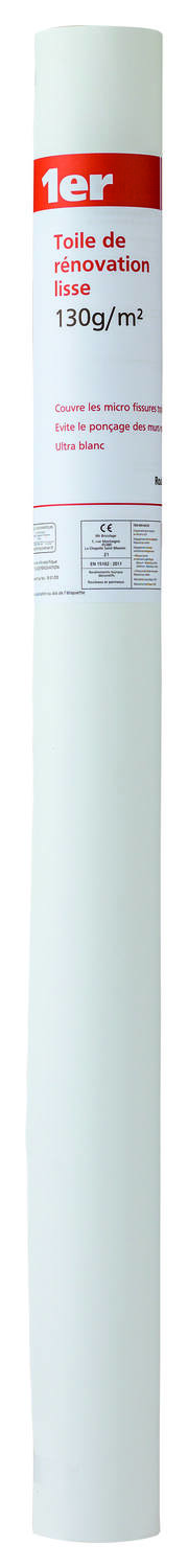 Toile lisse de rénovation lisse Intissée 130gr/m²  1x15m - 1ER