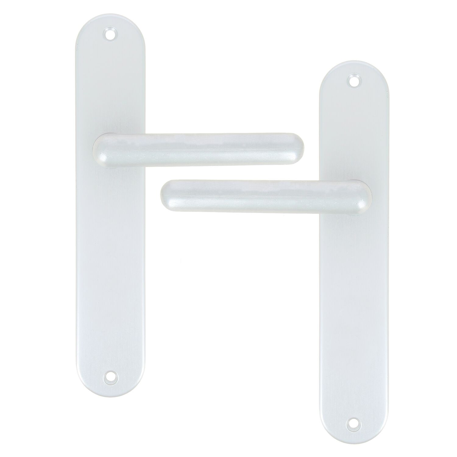 Poignée de porte sur plaque bdc Thonon aluminium argent entraxe 195mm - 1ER