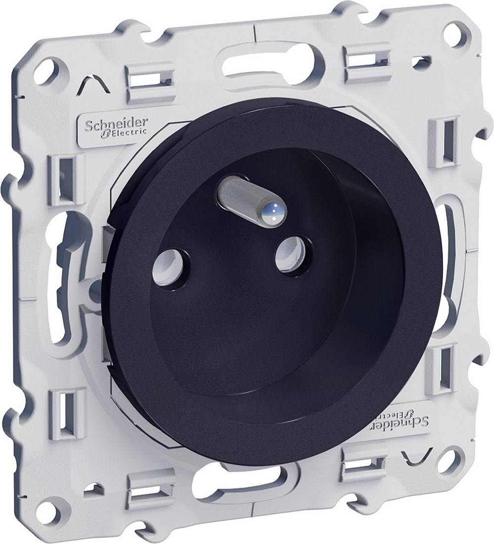 Prise de courant 2 pôles + terre anthracite à vis - Odace - SCHNEIDER