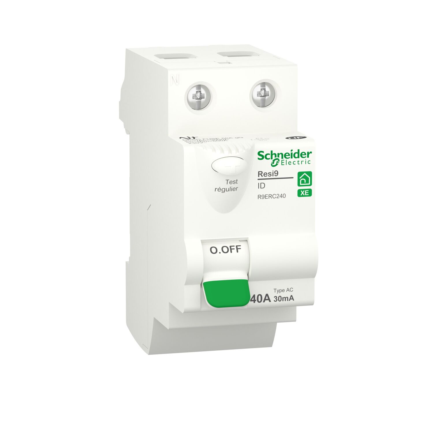 Interrupteur différentiel 2P 40A 30mA Type AC Resi9 XE - SCHNEIDER ELECTRIC