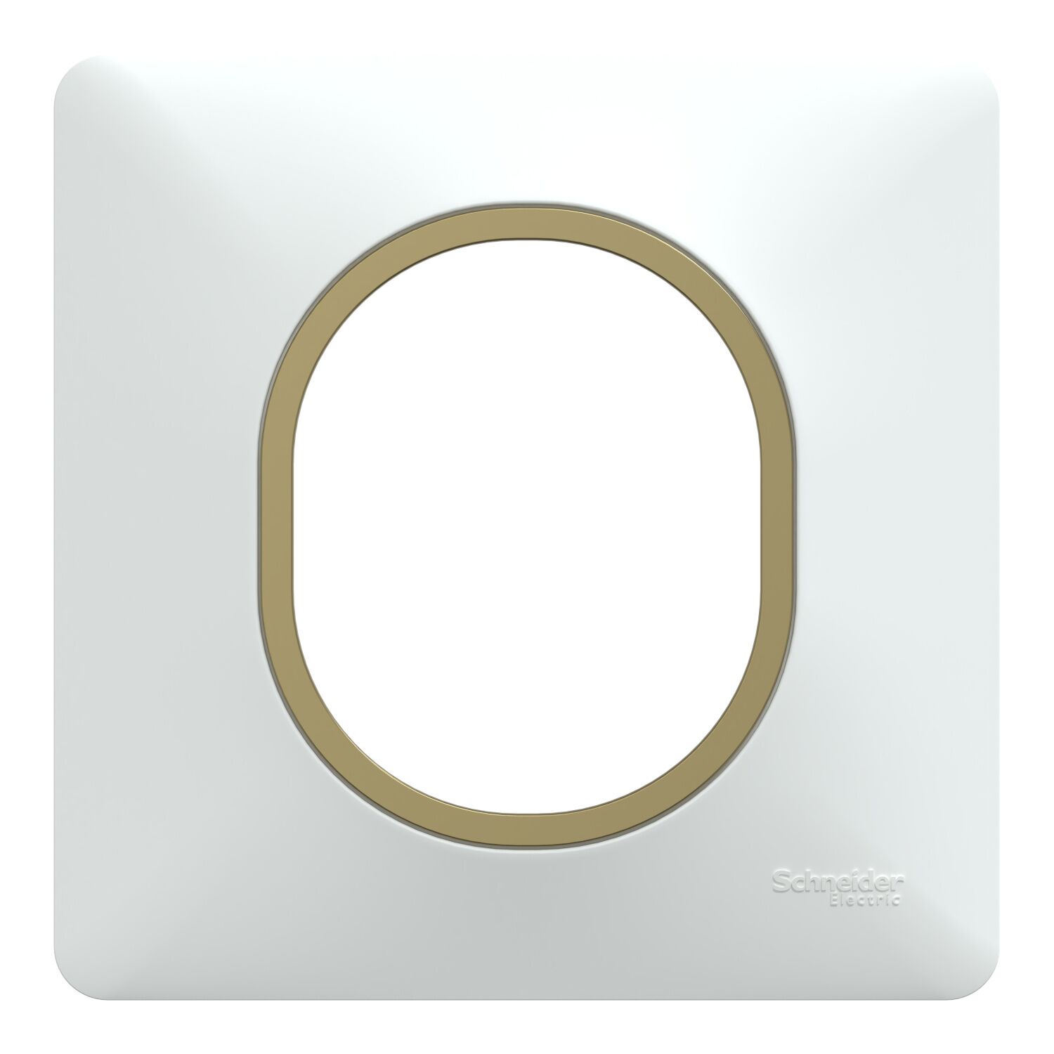 Plaque simple Ovalis blanc bague effet laiton - SCHNEIDER ELECTRIC