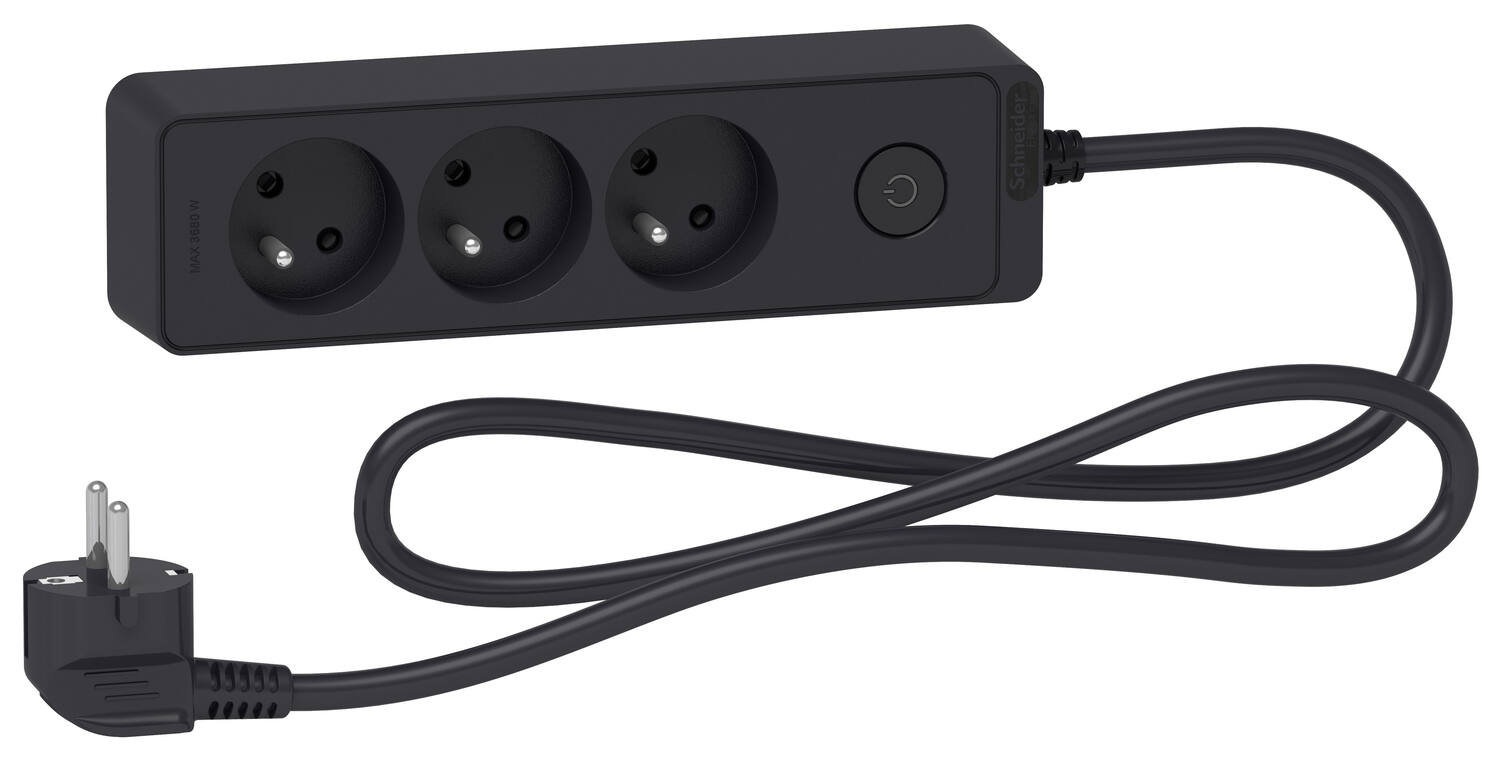 Rallonge multiprise Odace 3 prises 1,5m anthracite - SCHNEIDER ELECTRIC
