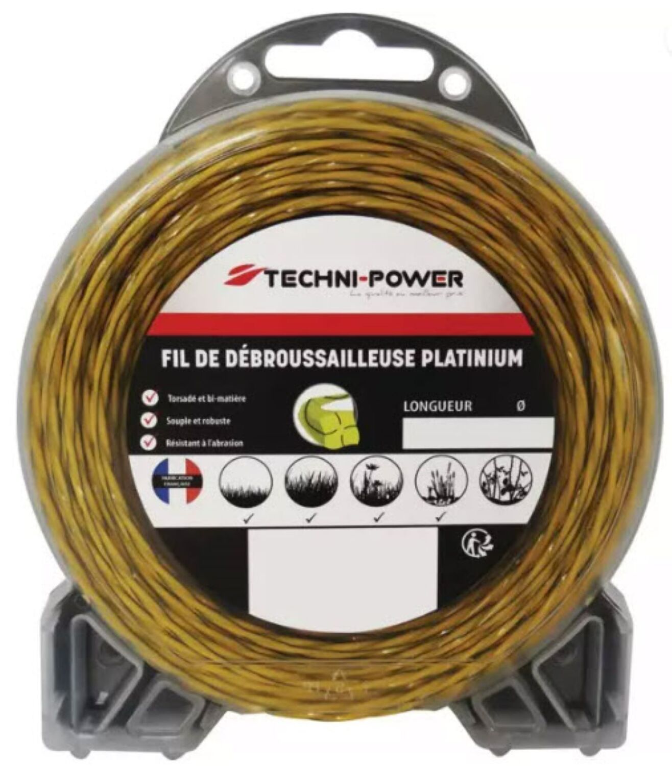 Fil de débroussailleuse torsadé platinium 3mm 15m - TECHNI POWER