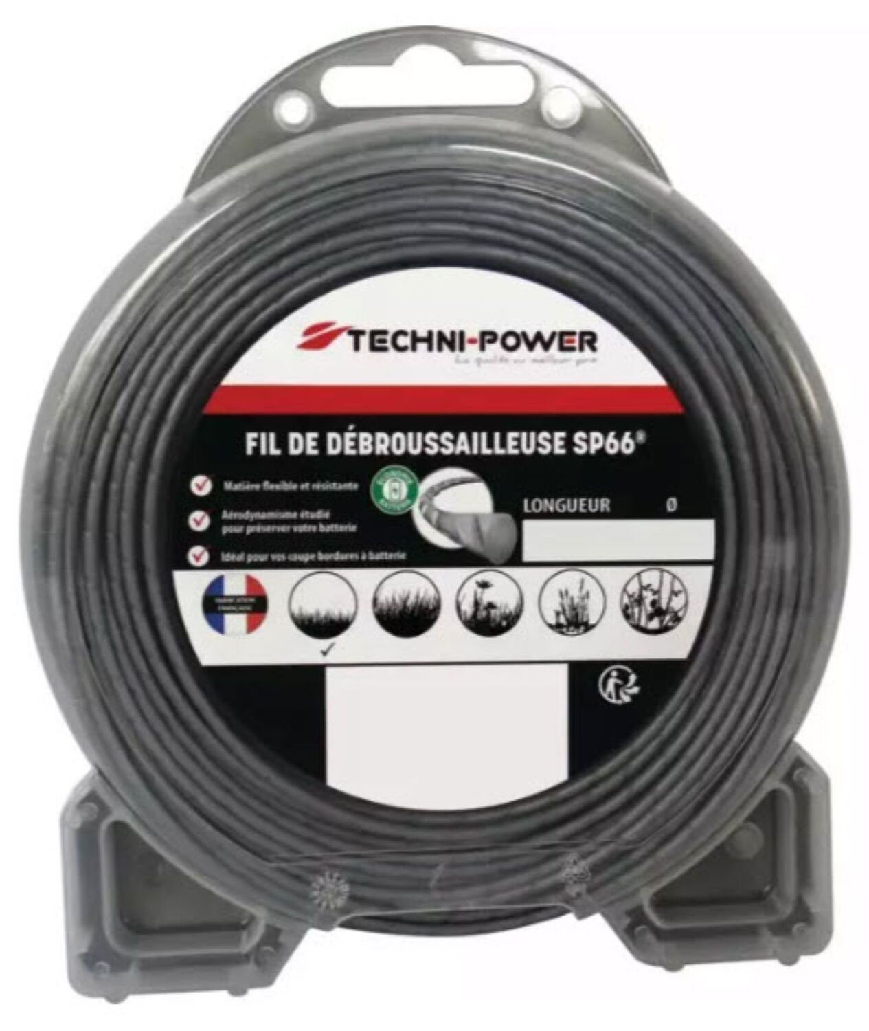 Fil de débroussailleuse ondulé sp66 2mm 15m - TECHNI POWER