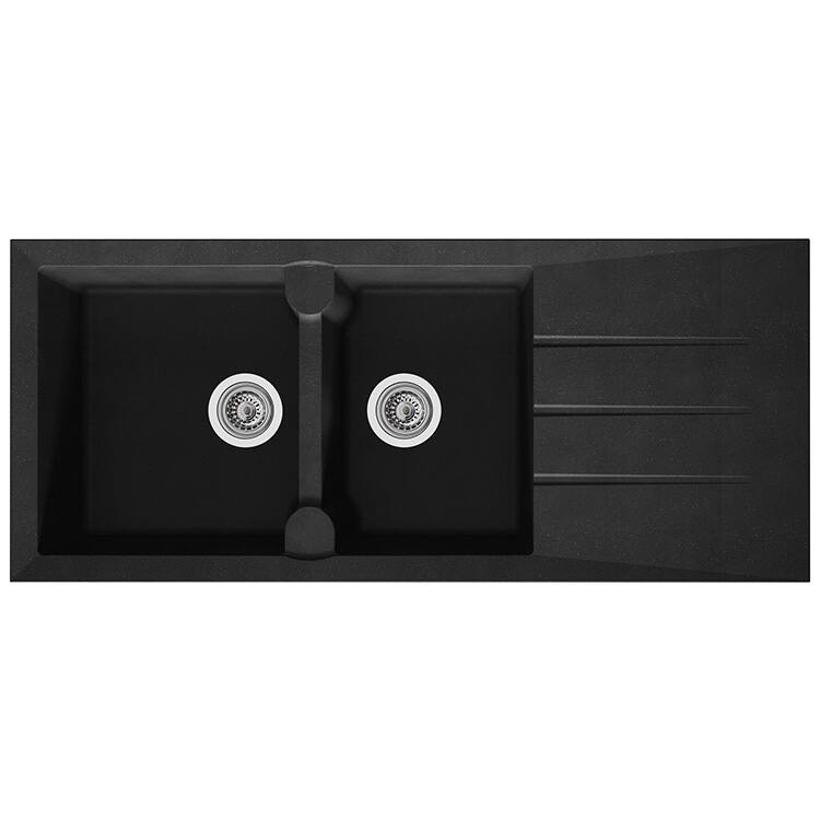 Evier 2 bacs 116x50cm Aloa noir - DIADEM
