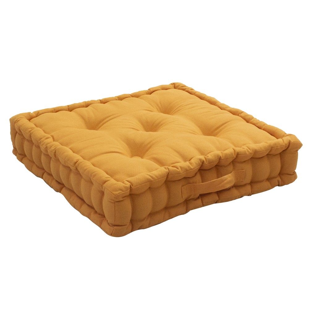 Coussin de sol avec poignée Panama abricot 50x50cm OEKO-TEX