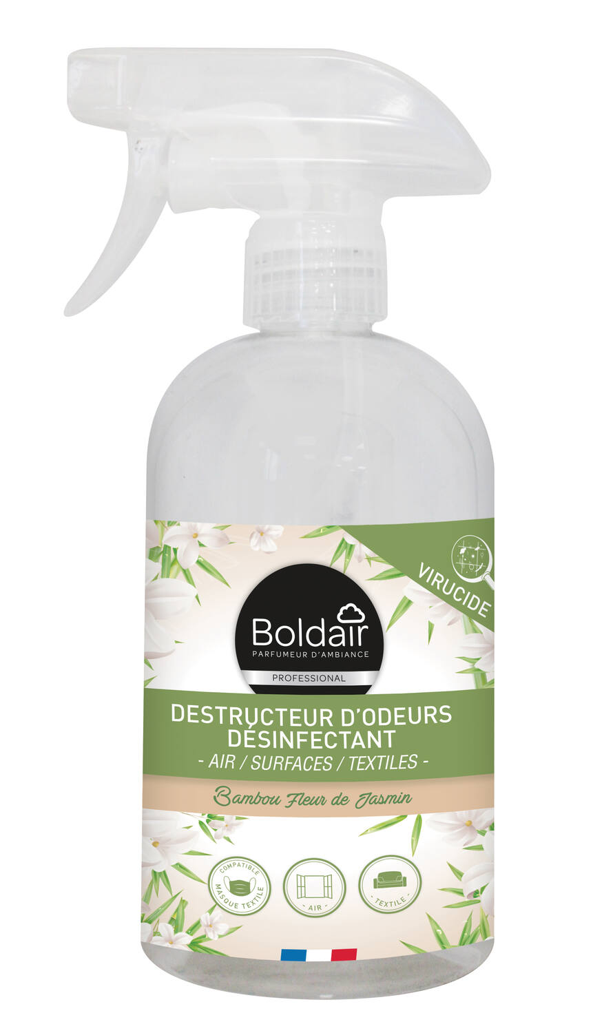 Destructeur d'odeurs désinfectant bambou/jasmin 500ml - BOLDAIR