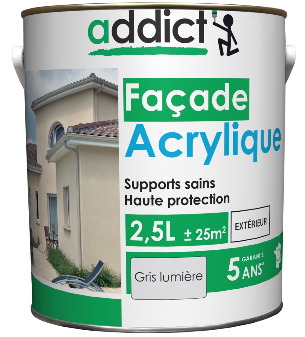 Peinture acrylique façade 2.5 l gris lumière