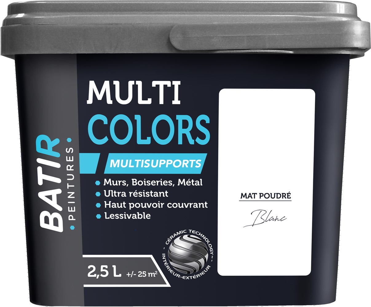 Peinture multi colors mat poudre 2.5 l blanc