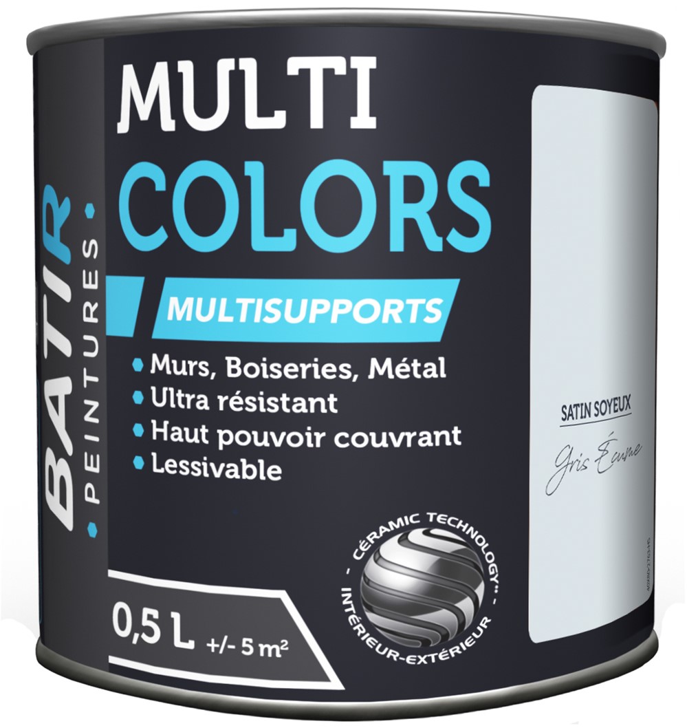 Peinture multi colors satin soyeux 0.5 l gris écume