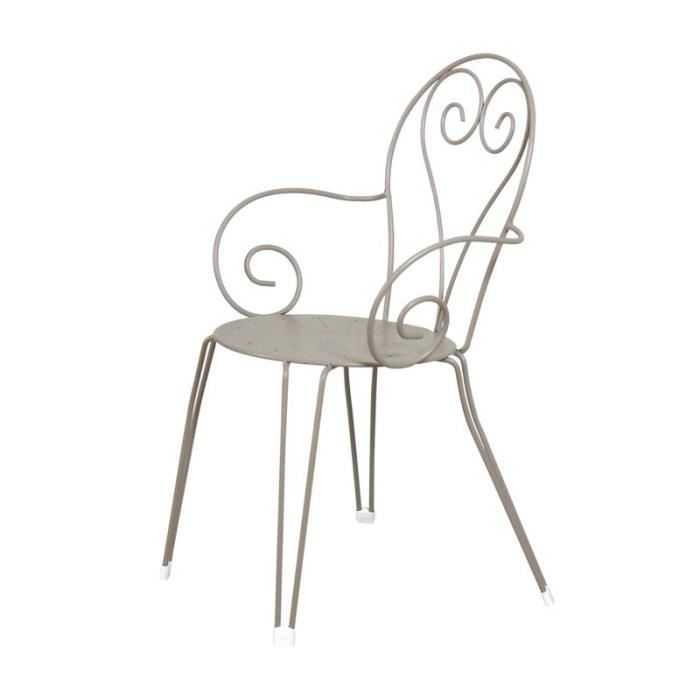Fauteuil en acier Romantique 51x51x90cm taupe