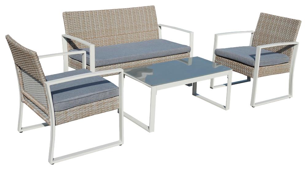 Salon de jardin bas 4 places Trendy 2 Beige Gris & Blanc