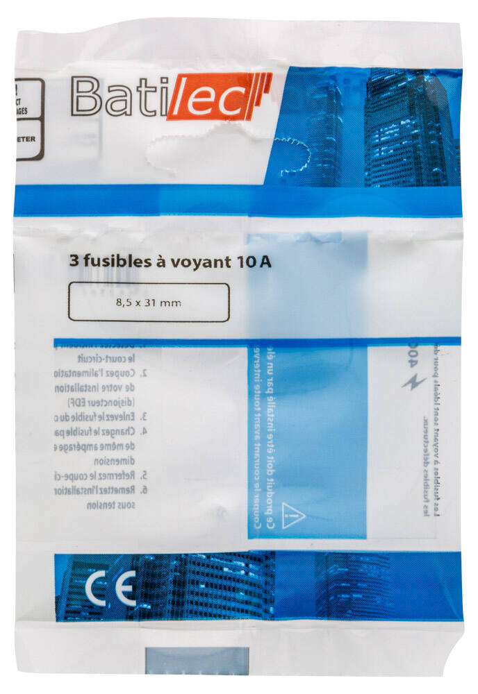 3 fusibles à voyant 10A 8,5x31,5mm BAT030731 - BATILEC