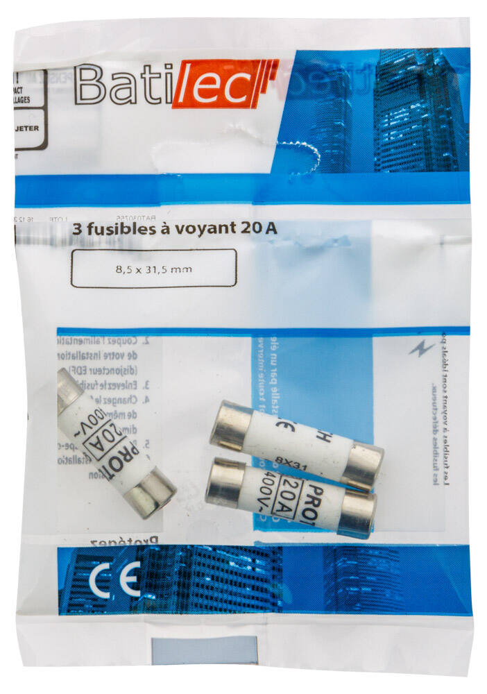 3 fusibles à voyant 20A 8,5x31,5mm BAT030755 - BATILEC