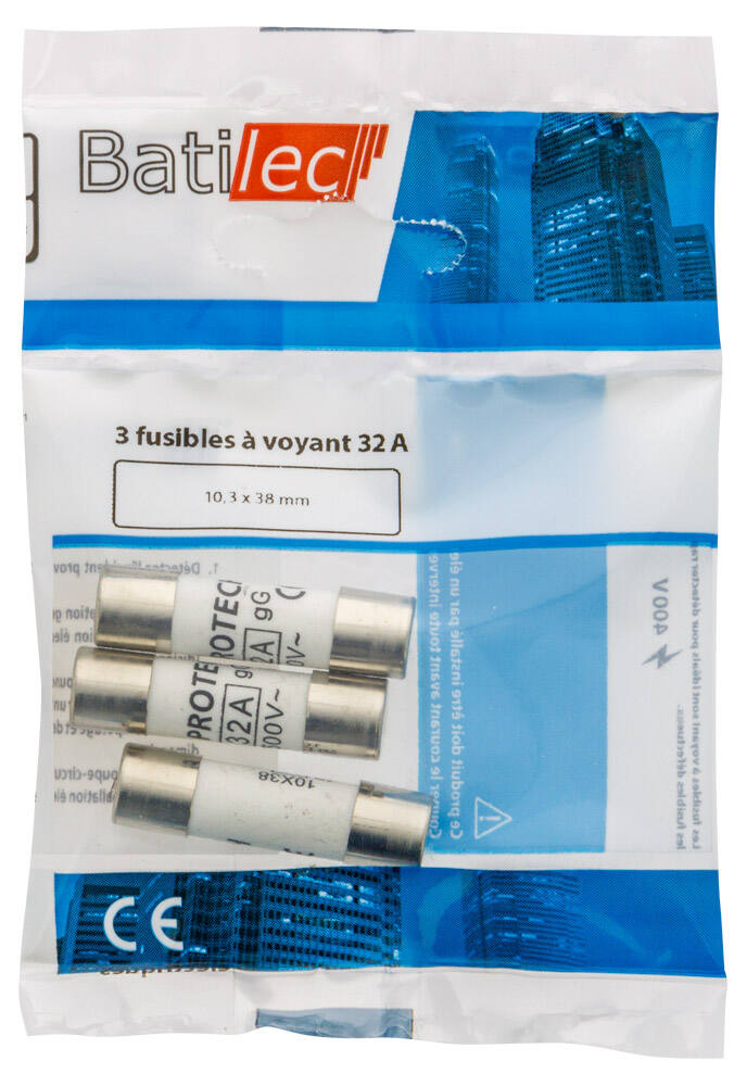 3 fusibles à voyant 32A 10,3x38mm BAT030830 - BATILEC