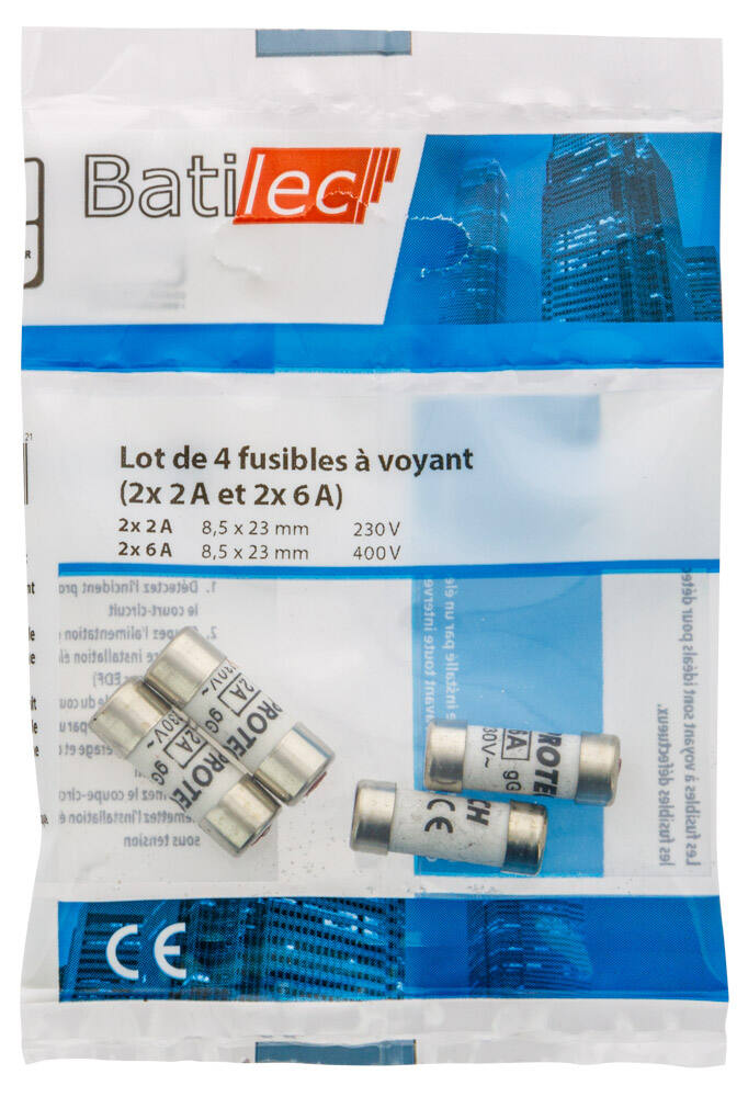 4 fusibles à voyant (2x 2A et 2x 6A) BAT030847 - BATILEC