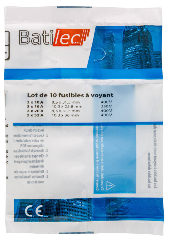 10 fusibles à voyant (2x10A + 3x16A + 2x20A + 2x32A) BAT030854 - BATILEC