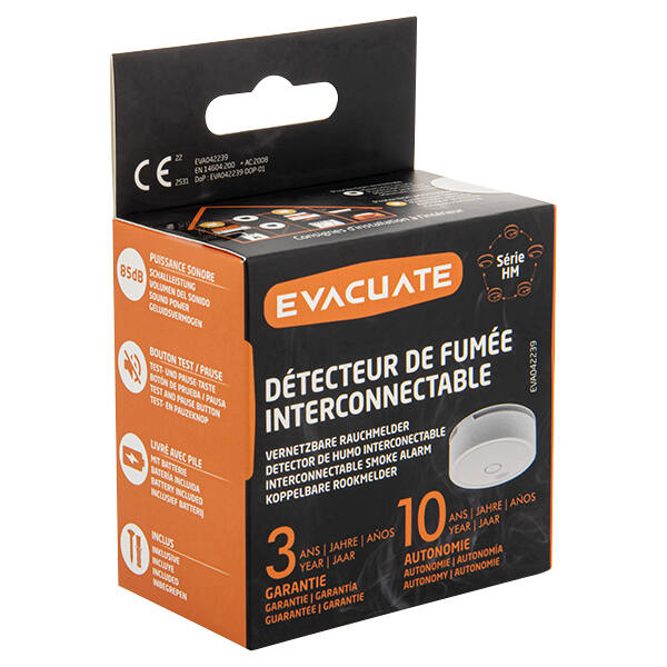 Détecteur de fumée interconnecté Autonomie 10 ans