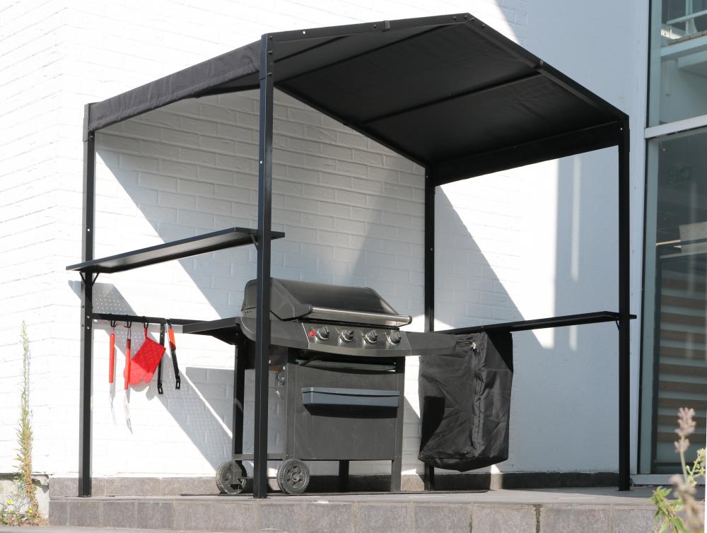 Tonnelle pour barbecue XL 252x150x220cm noir - SOLYS