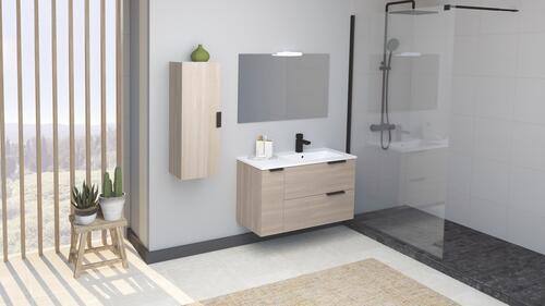 Meuble à Suspendre Robin L90cm Chêne Clair Mélaminé Livré en Kit