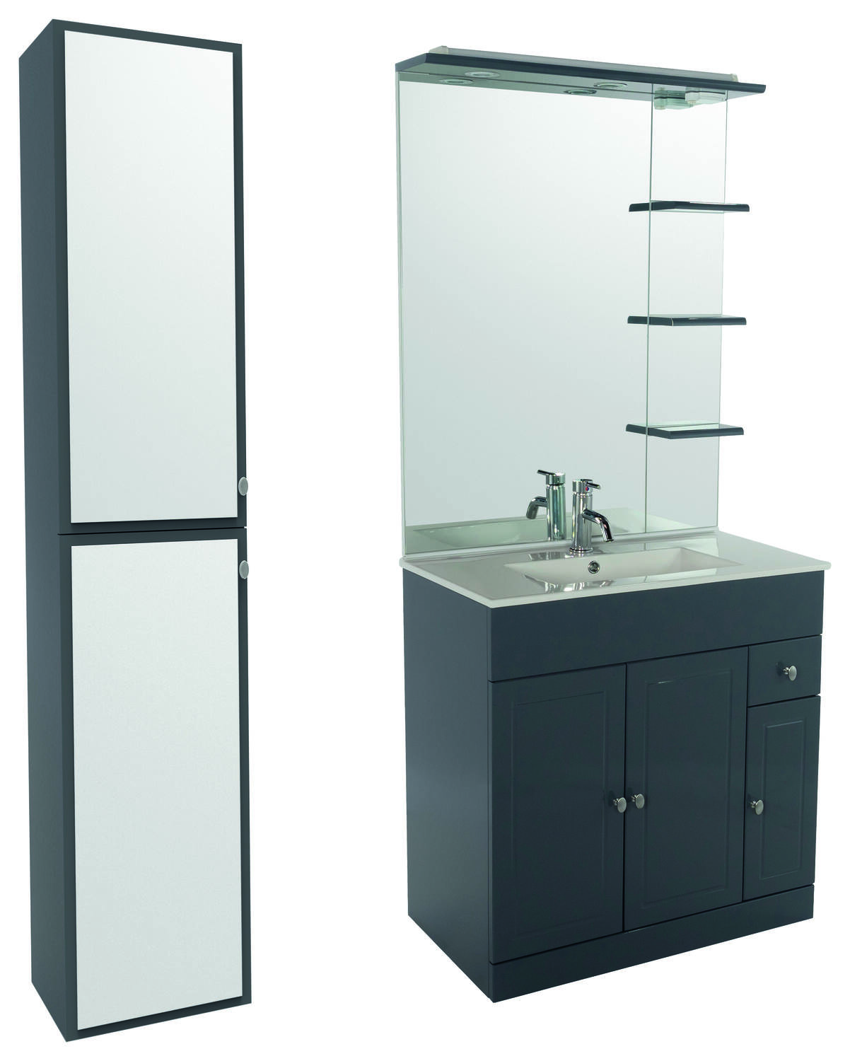 Meuble salle de bain Colonne salle de bain de salle de bain MATRO gris - ONDEE