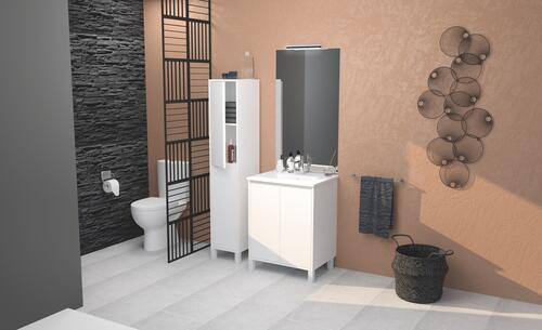 Colonne salle de bain à Poser Belis 160x30x35cm Laqué Blanc 16mm - AYOR