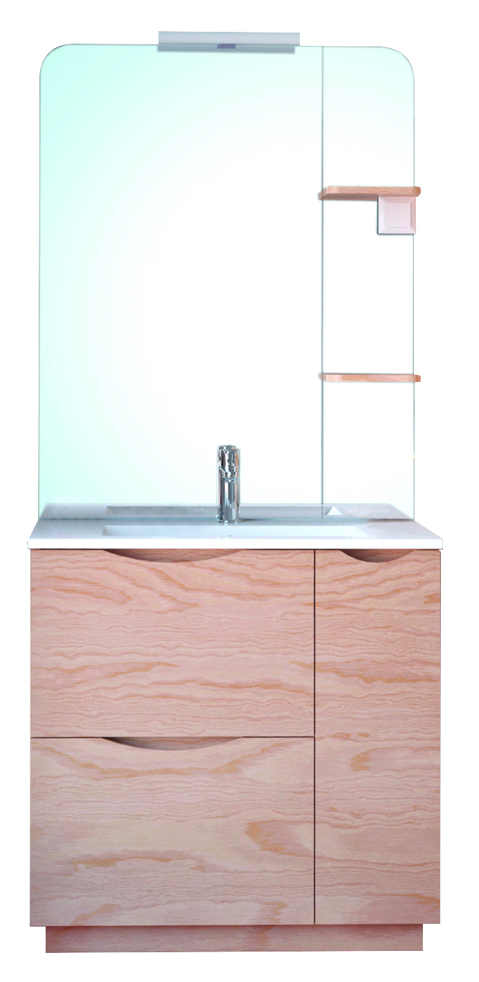 Meuble salle de bain Palermo 80 bois avec miroir éclairant