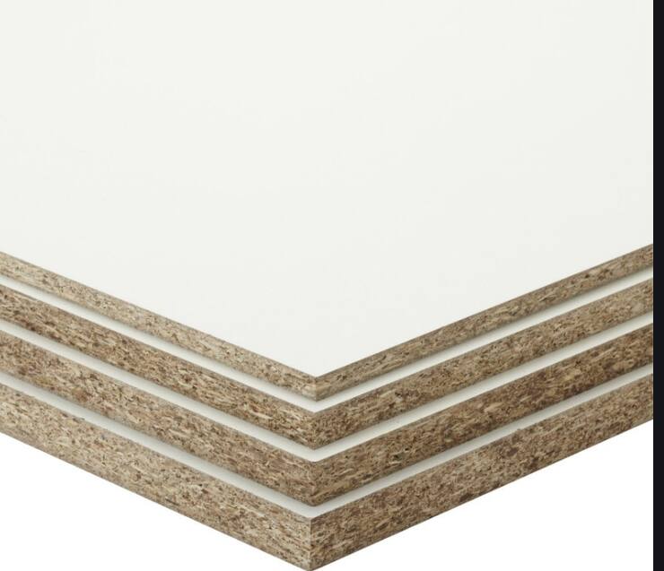 Panneau de bois mélaminé 250x125x1,8cm blanc