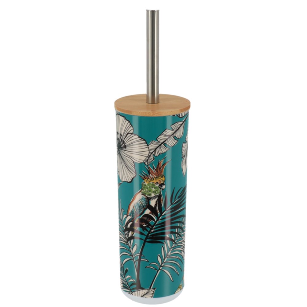 Brosse WC avec couvercle bambou jungle fever bleu - TENDANCE