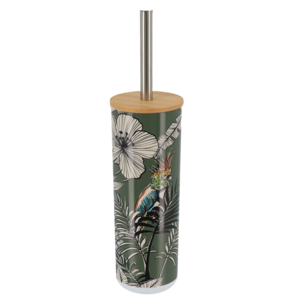 Brosse WC avec couvercle bambou jungle fever kaki - TENDANCE