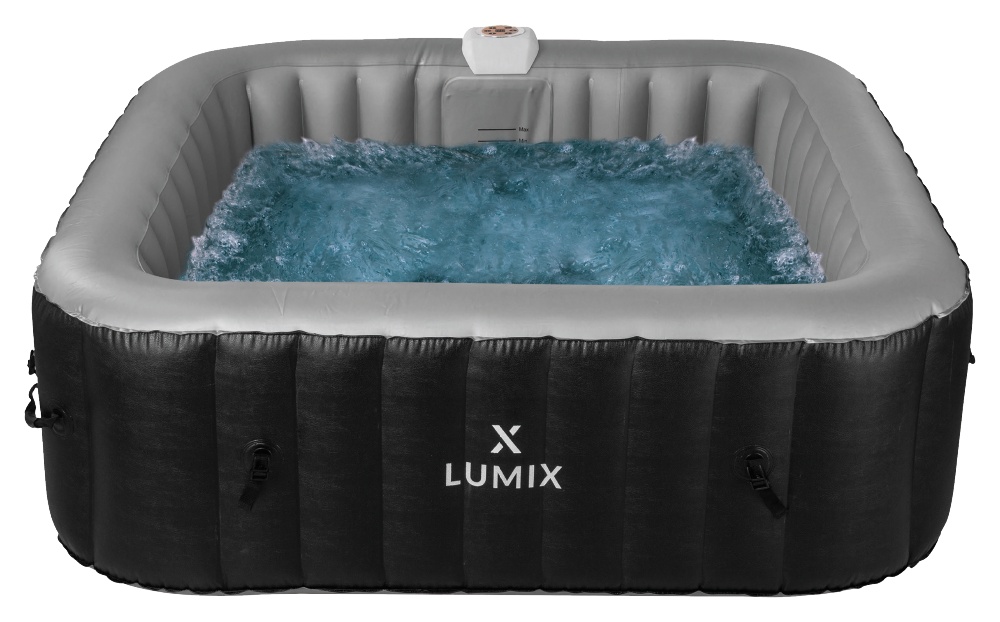 Spa 4 places Fidji 1,54x1,54x0,66cm Gris/Noir - X-LUMIX