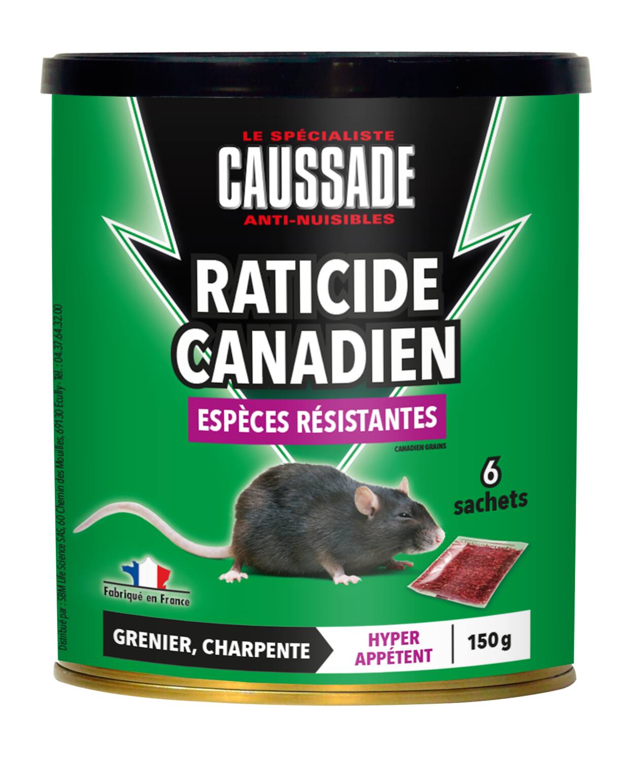Raticide canadien céréales espèces résistantes 6x25gr - CAUSSADE