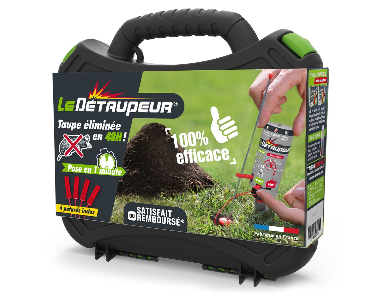 Piège à taupes de type pyrotechnique + 4 recharges - LE DETAUPEUR