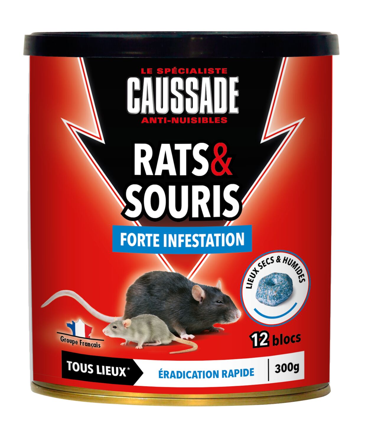 Bloc pâte rats & souris flocoumafen 300gr - CAUSSADE