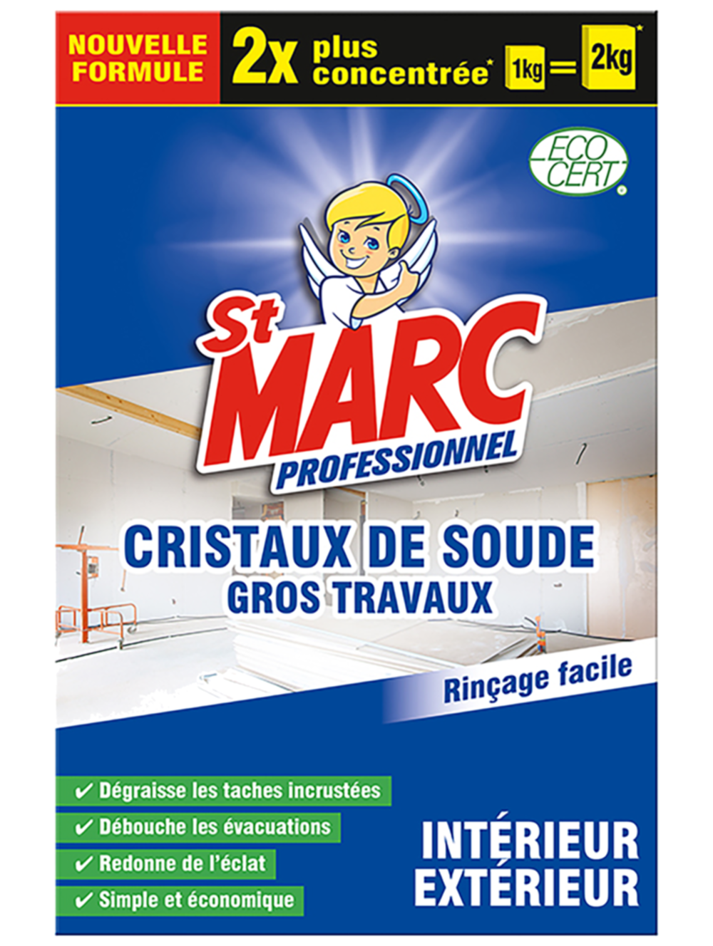 Cristaux de soude gros travaux concentré 1kg - ST MARC PROFESSIONNEL