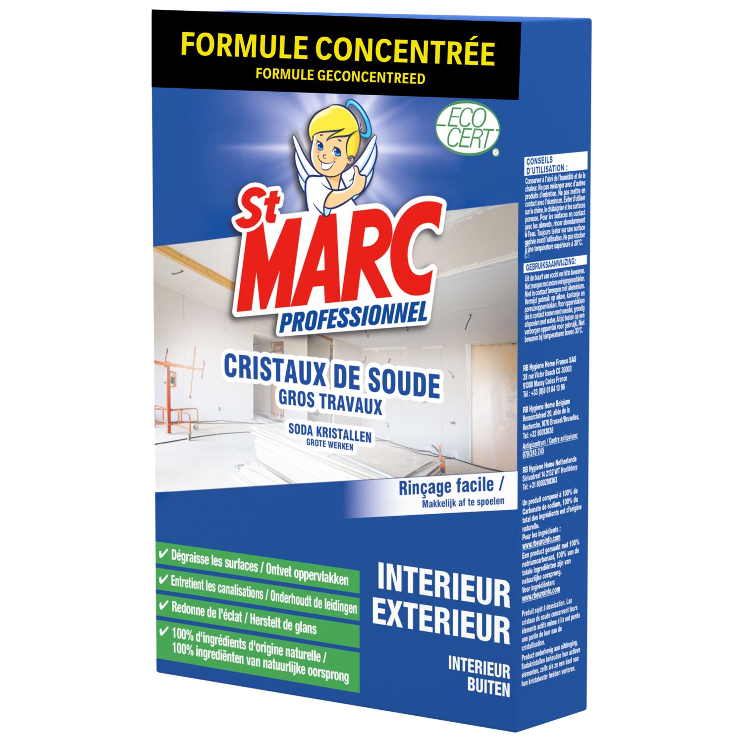 Cristaux de soude gros travaux concentré 1kg - ST MARC PROFESSIONNEL