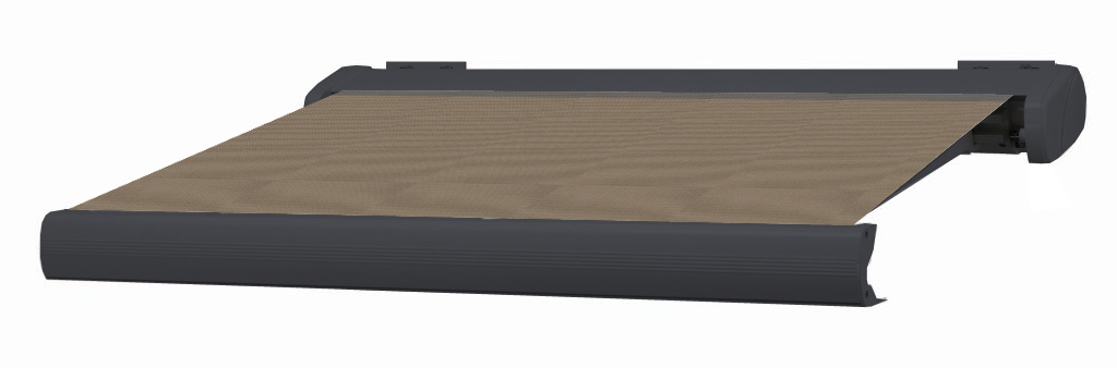 Store banne Manhattan coffre gris 4 x 3.5 M motorisé toile unie taupe - SUNSTYL